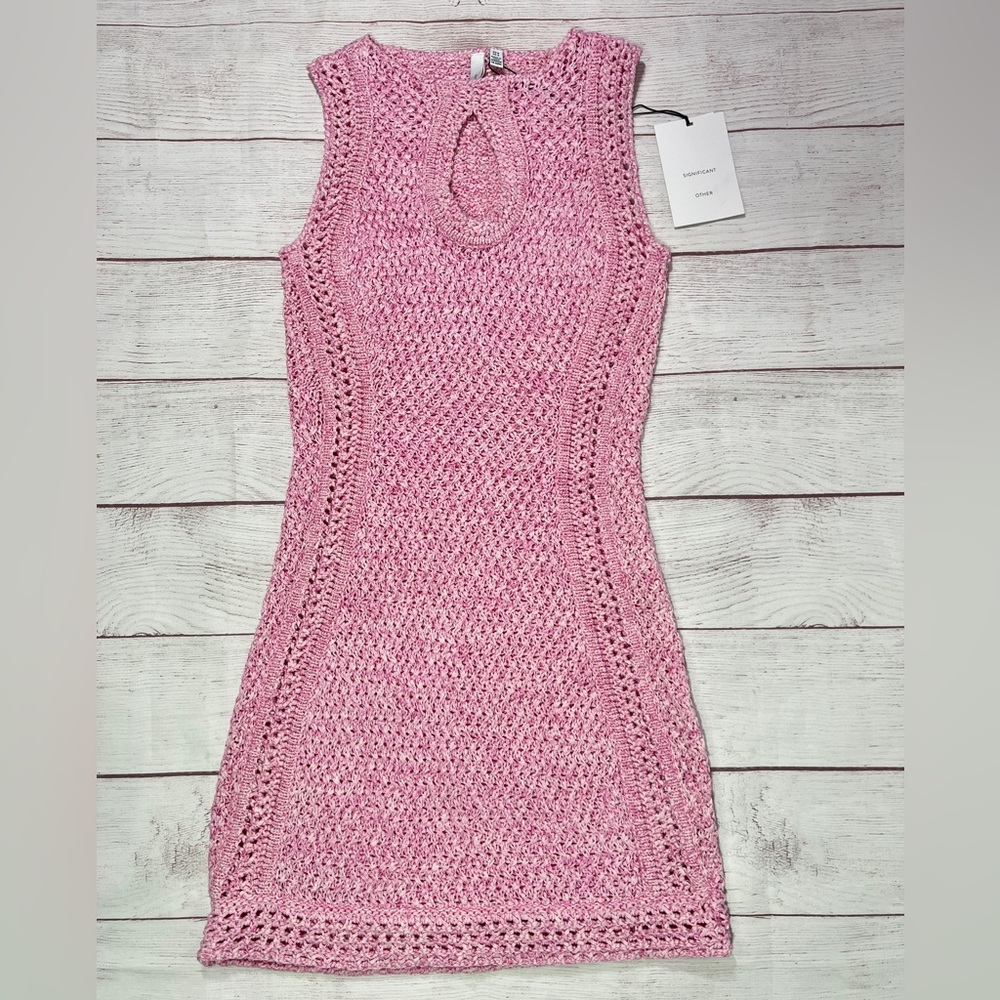 Significant Other NWT Una Mini Dress - Women's AU8 / US4 pink sheer stretch knit - Picture 3 of 13